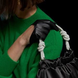 &other stories short black leather gloves